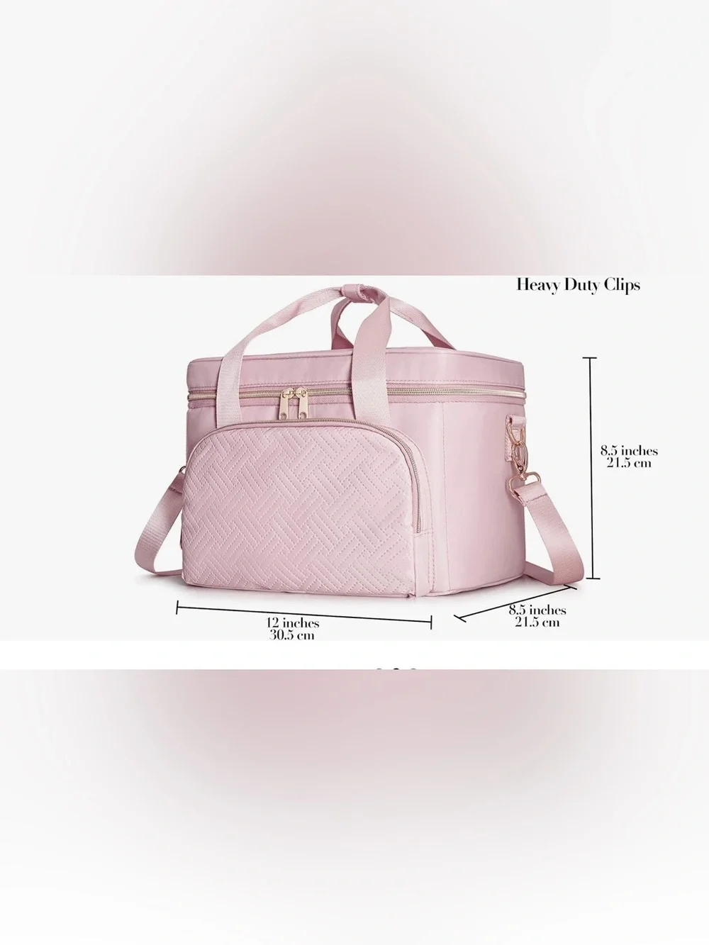 Large Makeup Bag, Cosmetic Case, Travel Makeup Organizer, Shoulder Strap, Pink